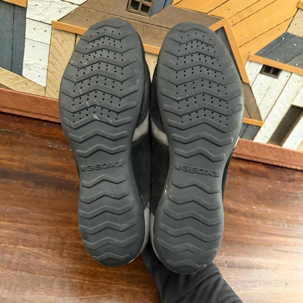 Geox Respira Low Top Leather Sneakers‎ Grey Black Men's 42.5 - Picture 5 of 7